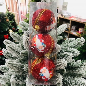 Hộp Châu Kim Tuyến Đỏ Cẩn Đá Hình Ông Già Noel 80 li - 3 trái/hộp 