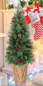 Cây Thông Mini PE + PVC Có Trang Trí - Đế Gỗ 1m2