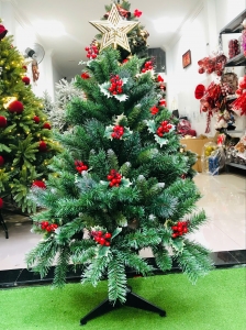 Cây thông Noel ba loại lá gắn trái đỏ 1m2